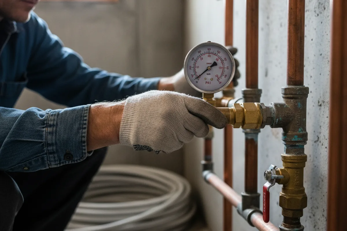 Pressure testing a repaired line during Water Line Repair in Durhamville